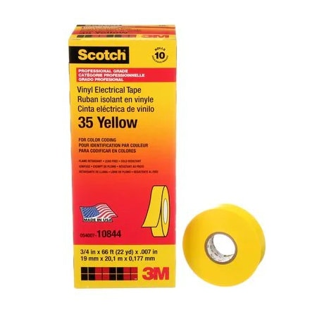 35-Yellow-3/4 Vinyl Color Coding Tape 3/4 X 66'